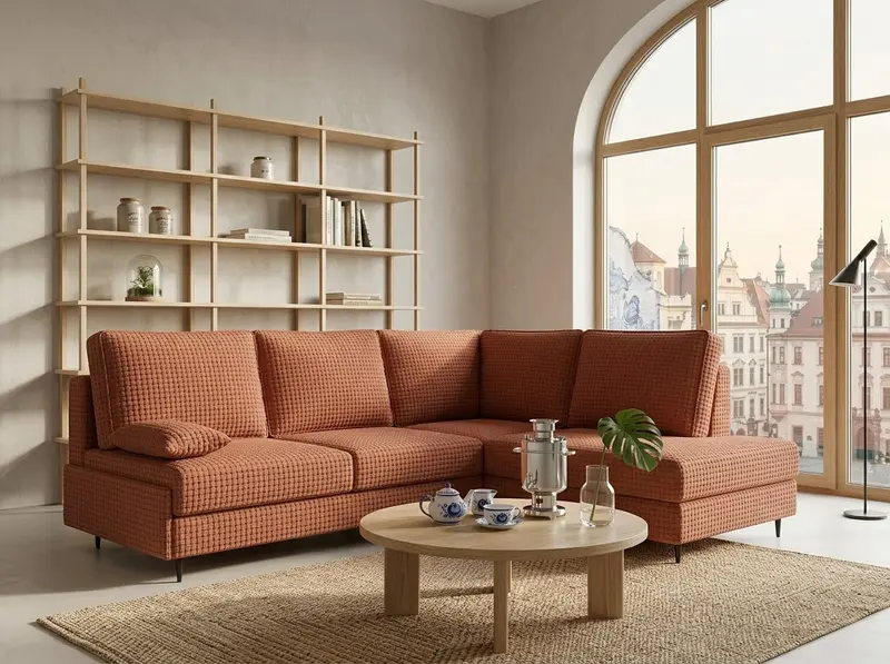 Mały narożnik rozkładany Lozano F z 2 pojemnikami