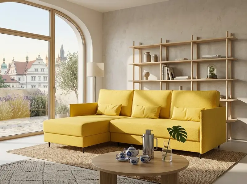 Mały naroznik rozkładany Lozano A - 2 pojemniki na pościel